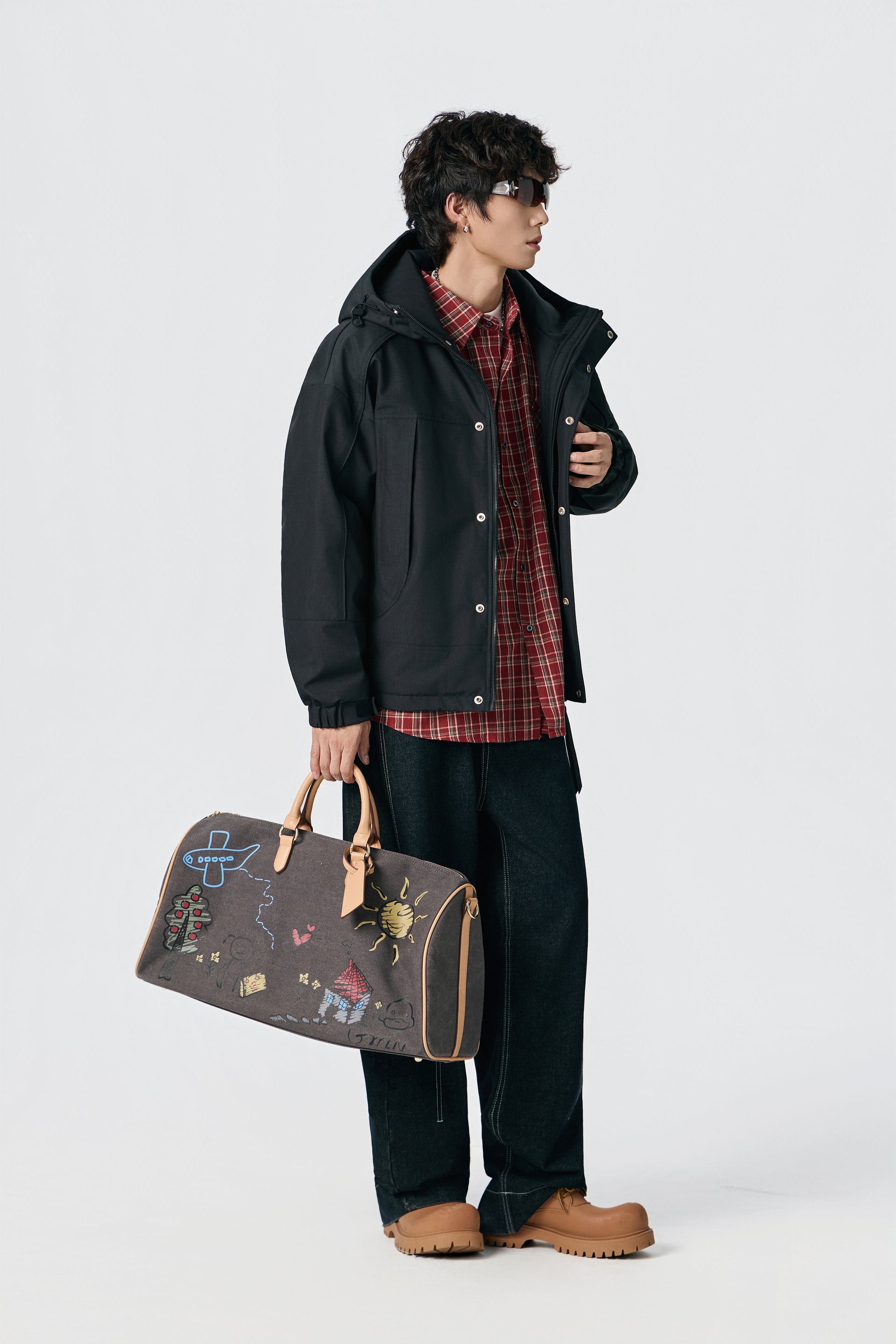 Jet black Hooded Parka Jacket