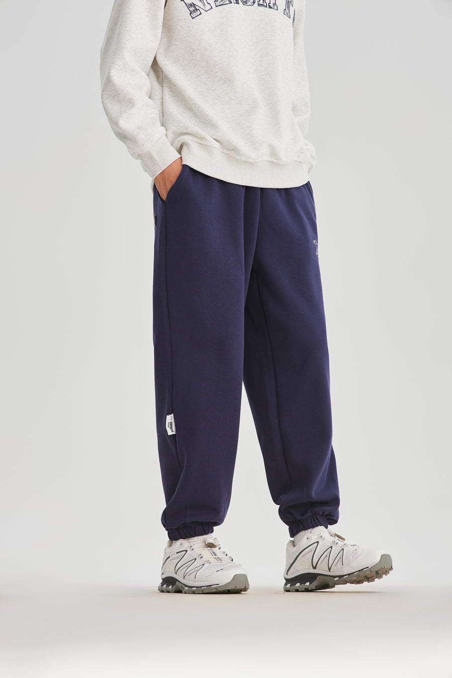Navy Blue Embroidered Sweatpants Back view | Weezy