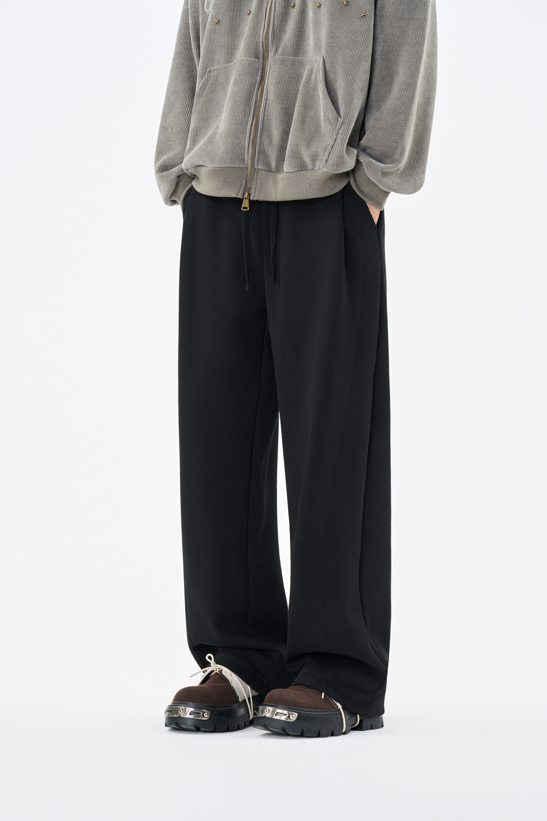 Jet Black Monoframe Relaxed Fit Pants