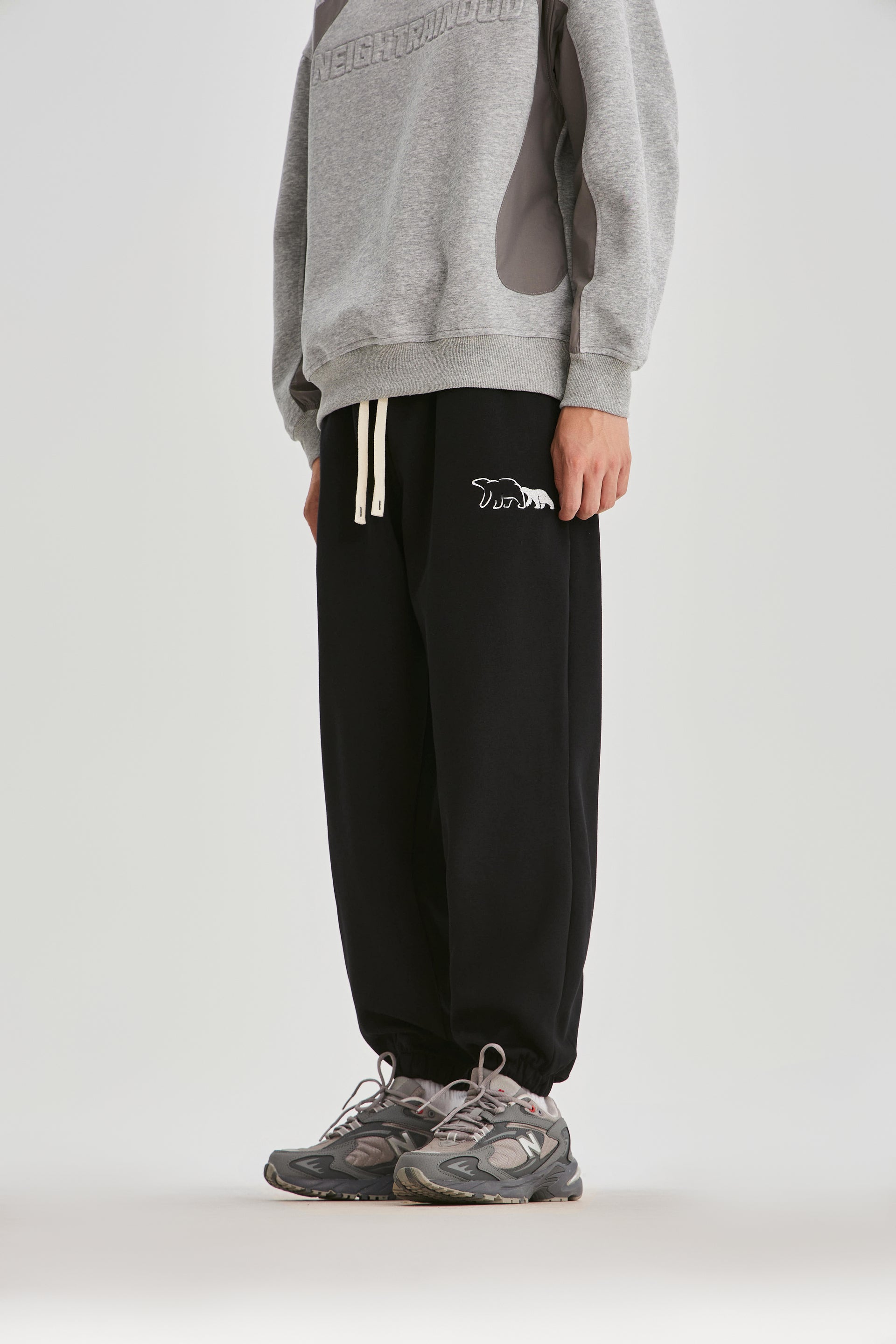 Black Embroidered Sweatpants