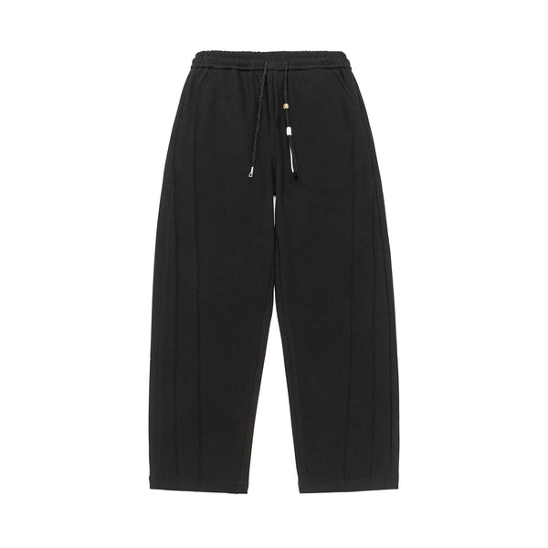 Jet Black Micro-Rib Trousers Front view | Weezy