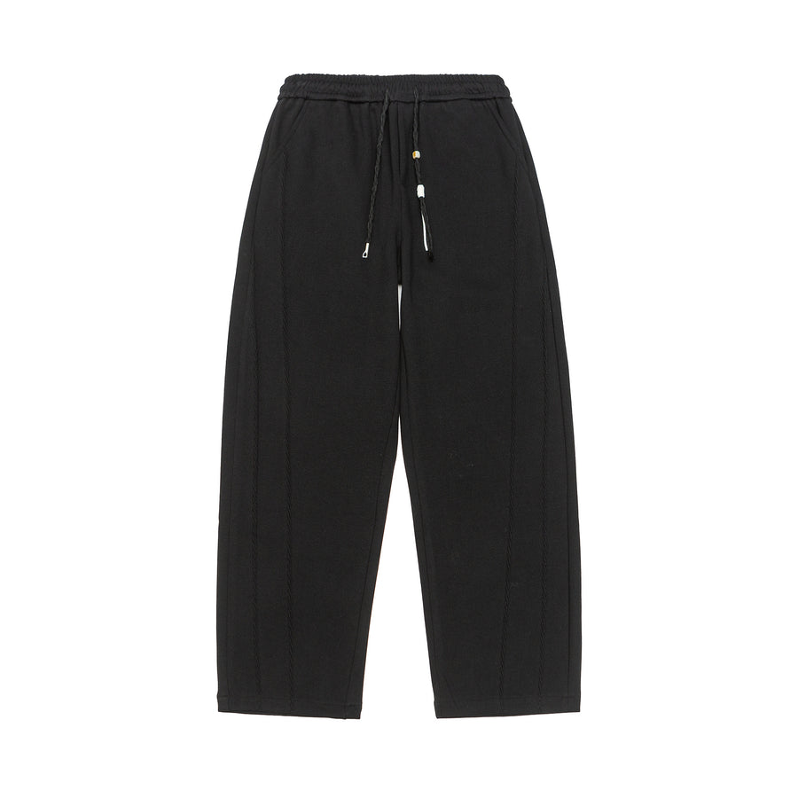 Jet Black Micro-Rib Trousers Front view | Weezy
