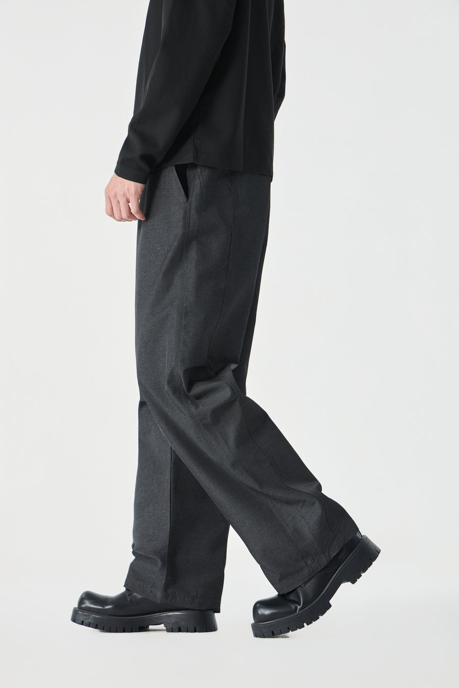 Jet Black Barrel Pants Side view | Weezy