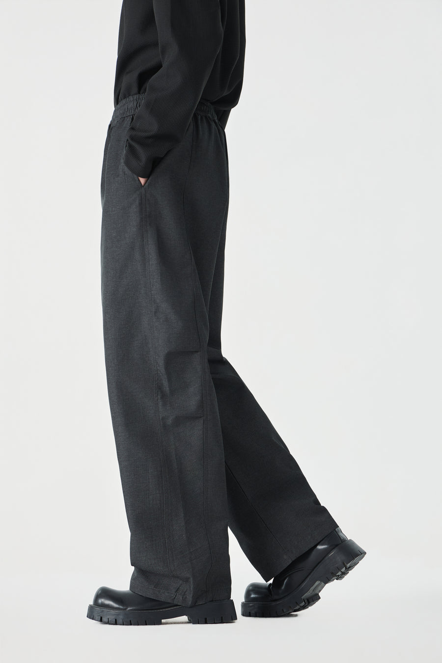 Jet Black Barrel Pants Close-up | Weezy