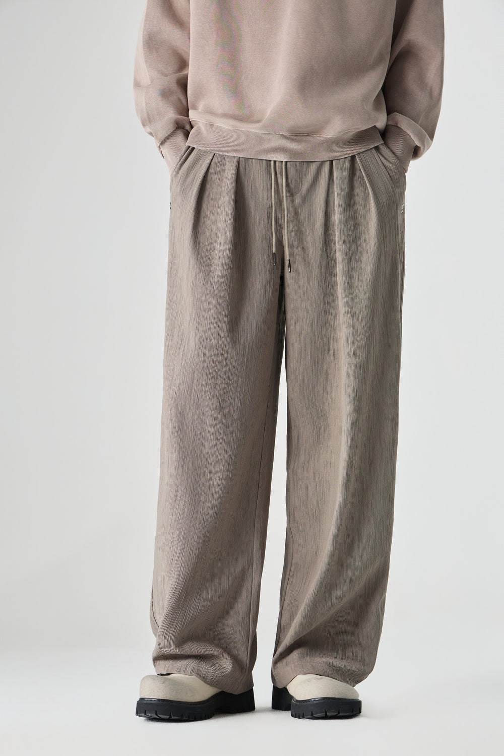 Beige Column Pants