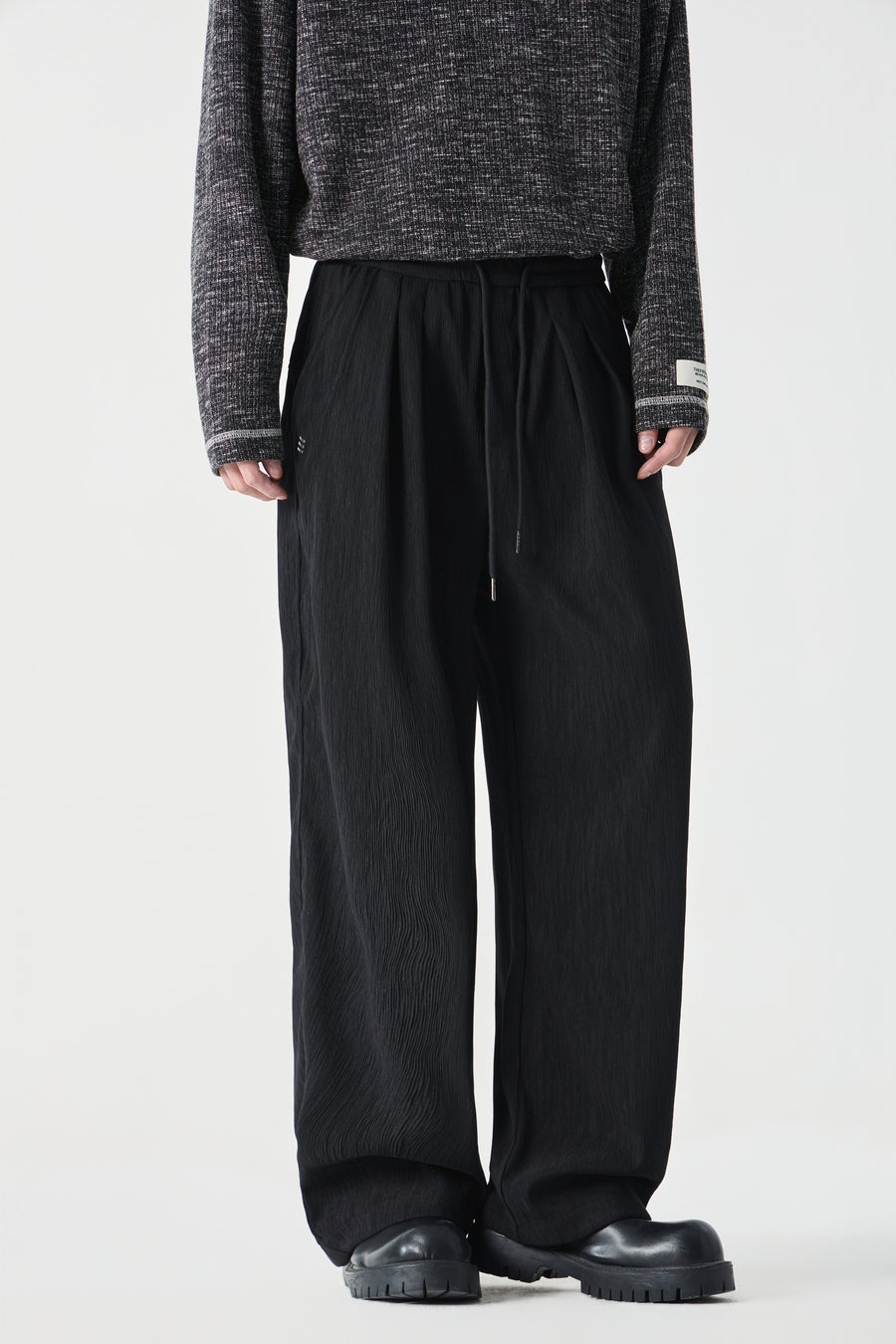 Jet Black Column Trousers Lifestyle view | Weezy