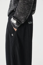 Jet Black Column Trousers Side view | Weezy