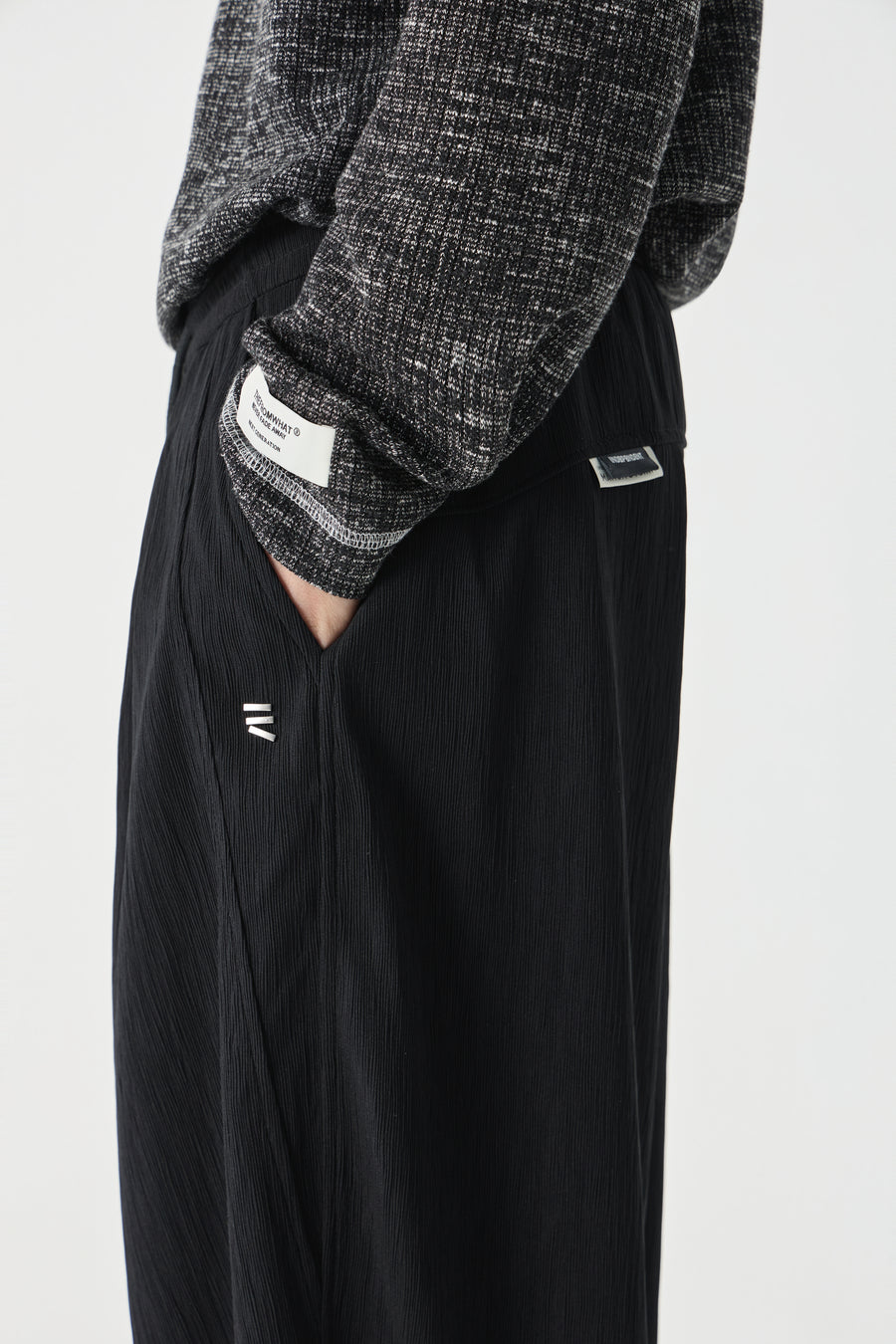Jet Black Column Trousers Side view | Weezy