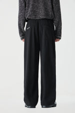 Jet Black Column Trousers Model view | Weezy