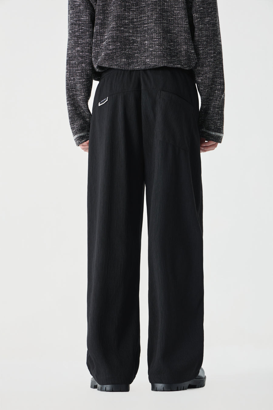 Jet Black Column Trousers Model view | Weezy