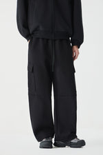 Jet Black Cargo Sweatpants Model view | Weezy