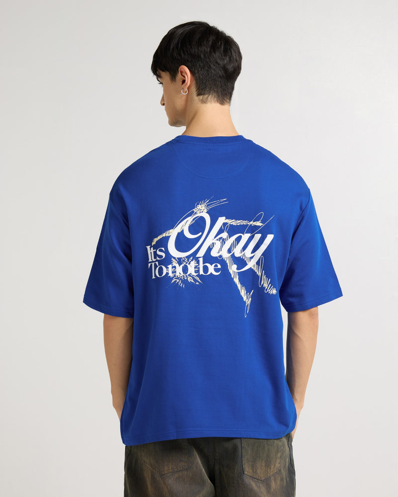 Premium Royal Blue Its Okay  Oversized T-shirt Front view | Weezy