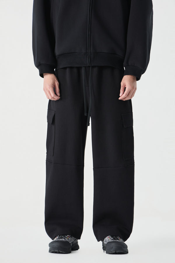 Jet Black Cargo Sweatpants Front view | Weezy