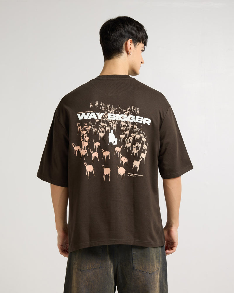 Premium Chocolate Brown Way Bigger  Oversized T-shirt Front view | Weezy