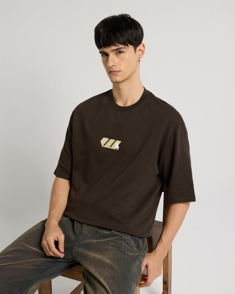 Premium Chocolate Brown Way Bigger  Oversized T-shirt Lifestyle view | Weezy
