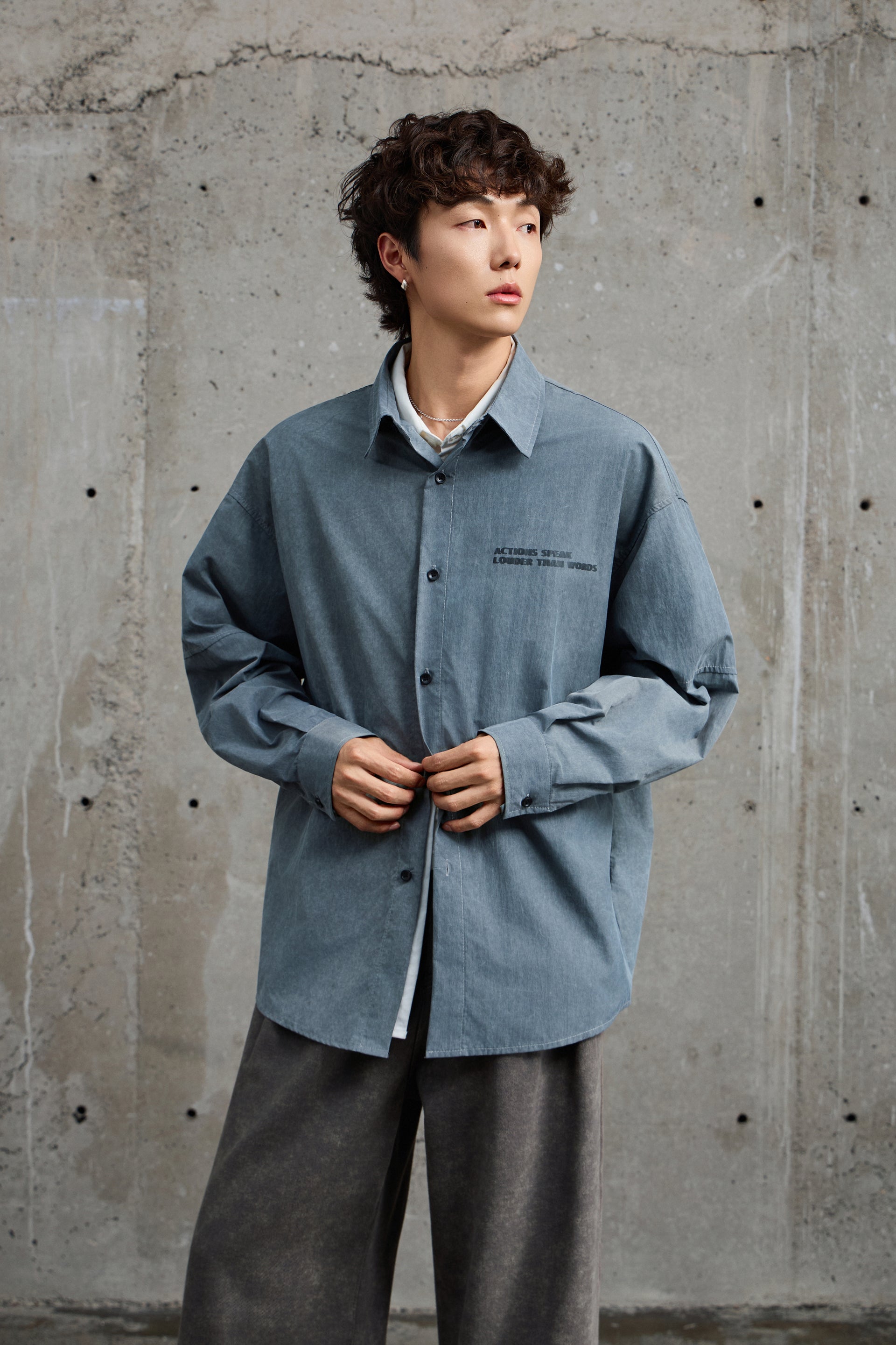 Acid Grey Printed Overshirt