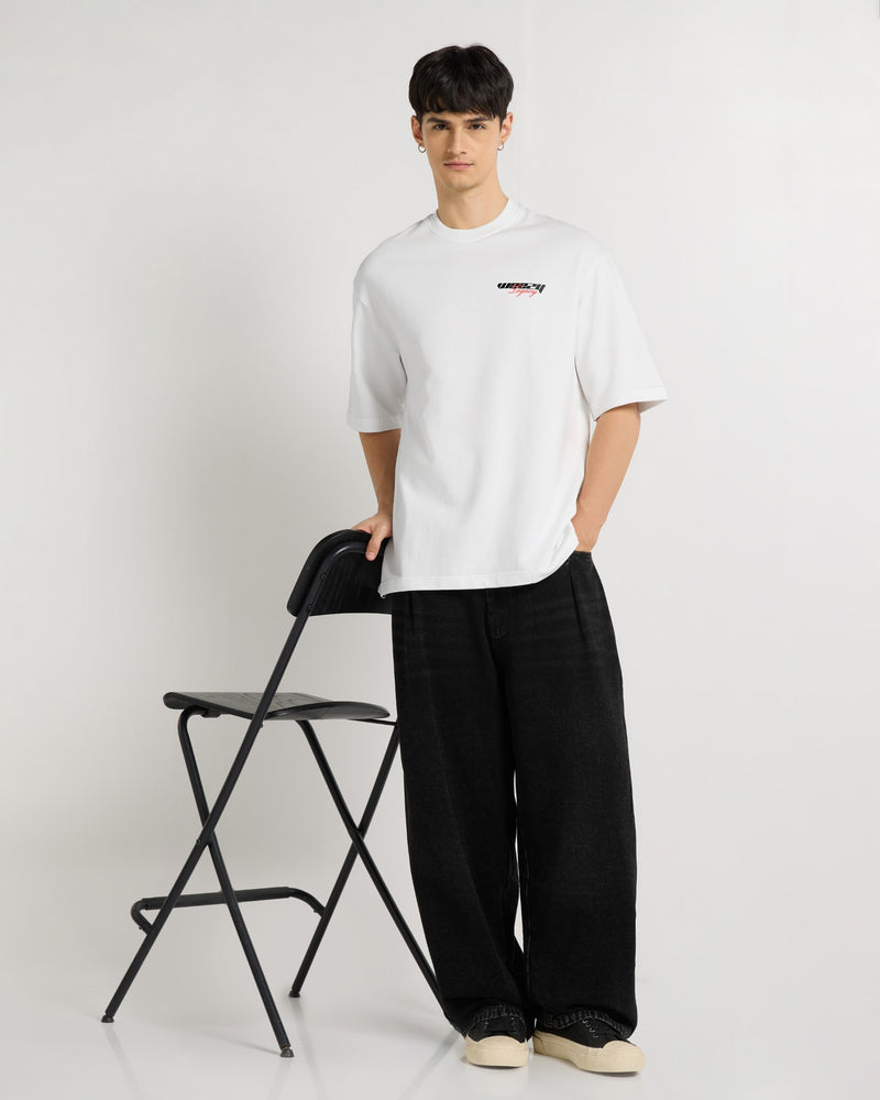 Premium White - Legacy Oversized T-Shirt Lifestyle view | Weezy