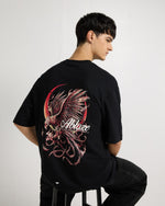 Premium Jet Black Ablaze  Oversized T-shirt Lifestyle view | Weezy