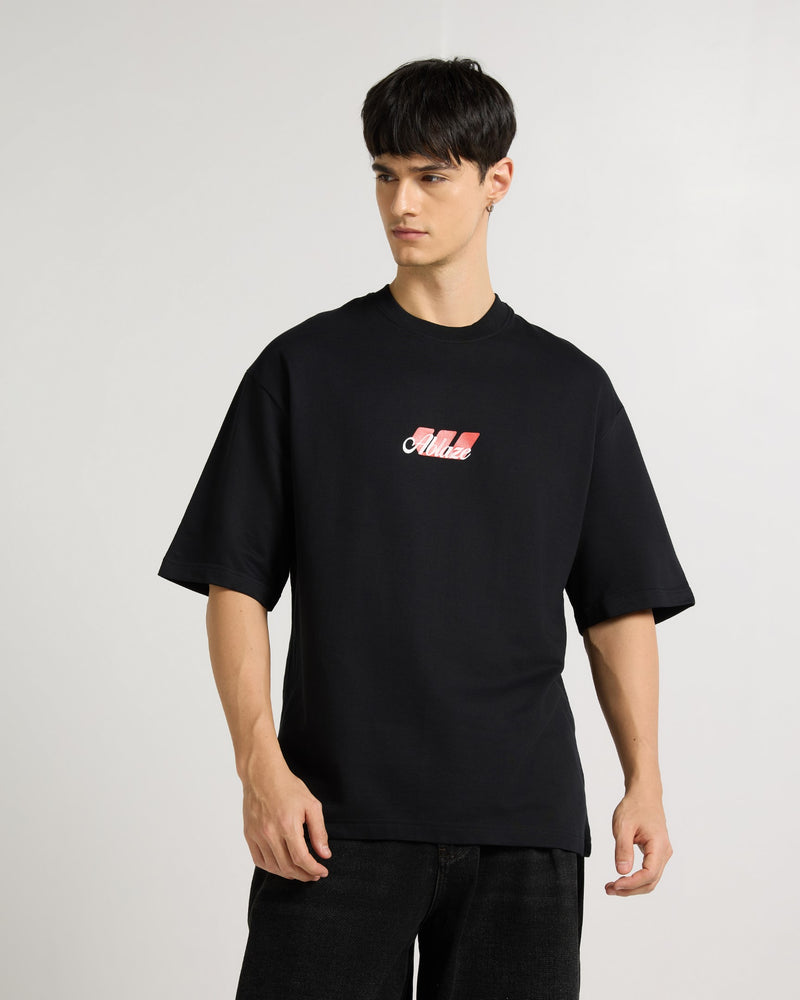 Premium Jet Black Ablaze  Oversized T-shirt Back view | Weezy
