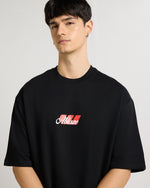 Premium Jet Black Ablaze  Oversized T-shirt Model view | Weezy