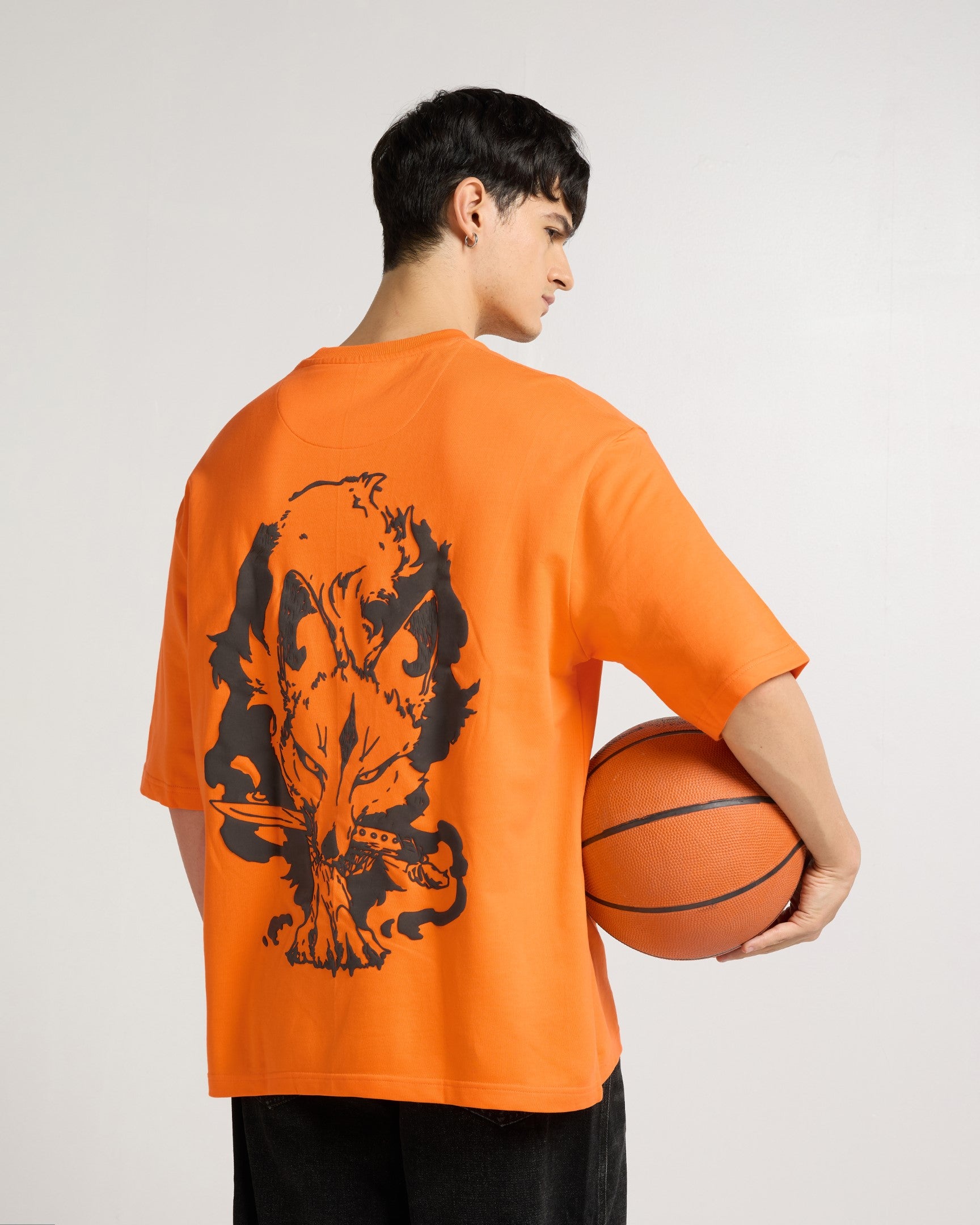 Premium Orange - Wolf Fury Oversized T-Shirt