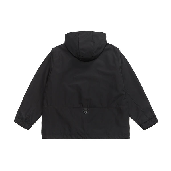 Black Hooded Cargo Jacket Front view | Weezy