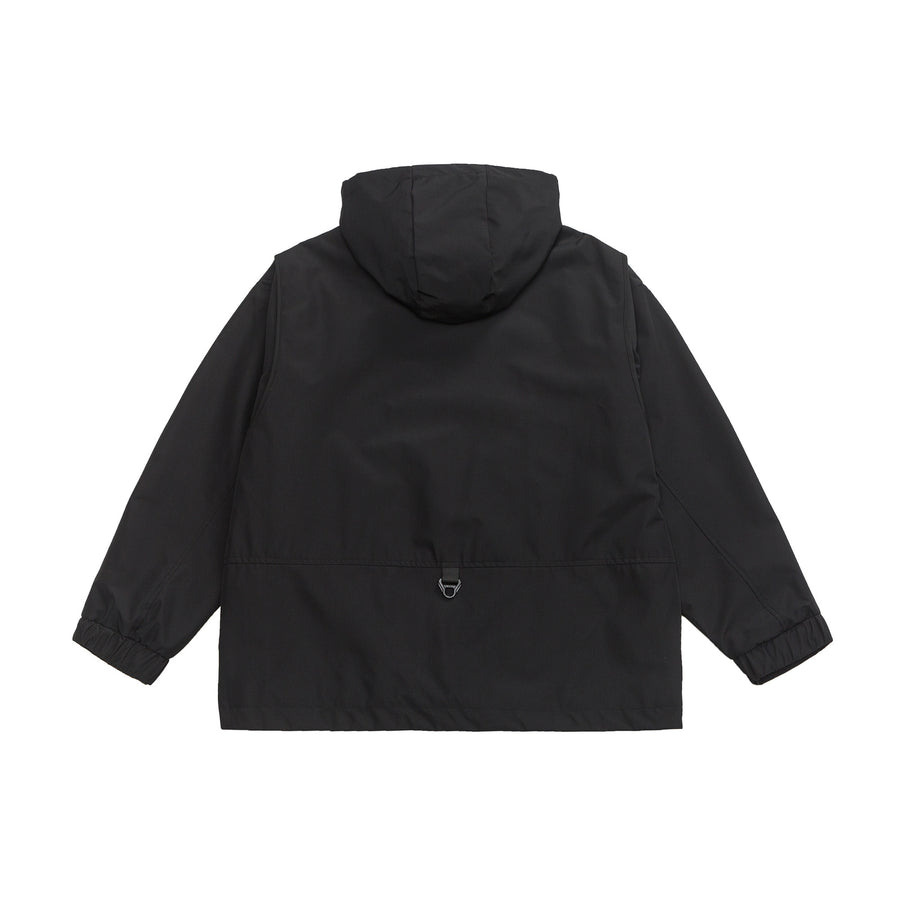 Black Hooded Cargo Jacket Front view | Weezy