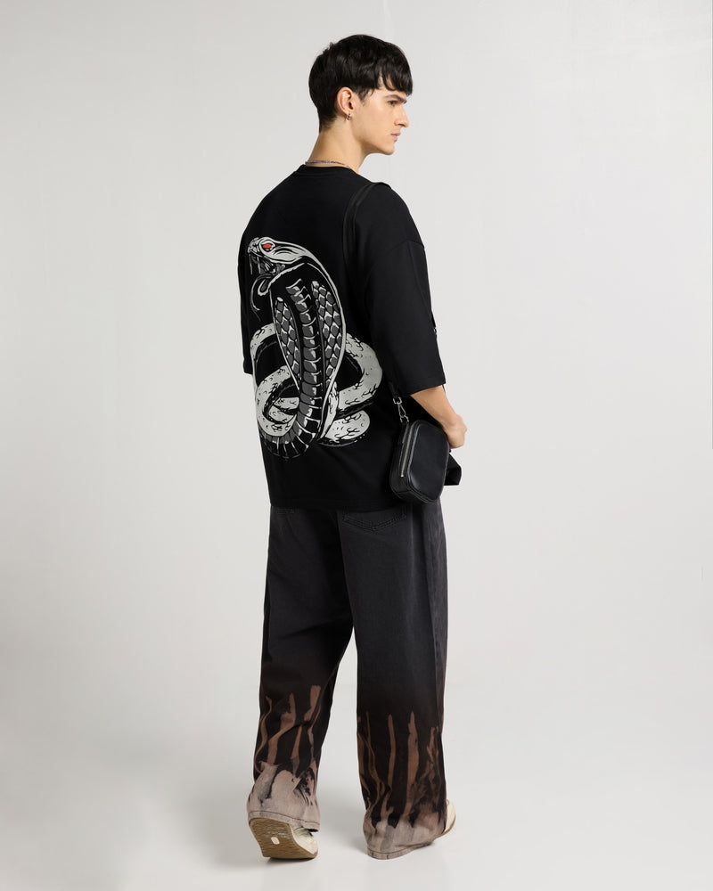 Premium Jet Black - Cold Blooded Oversized T-Shirt Back view | Weezy