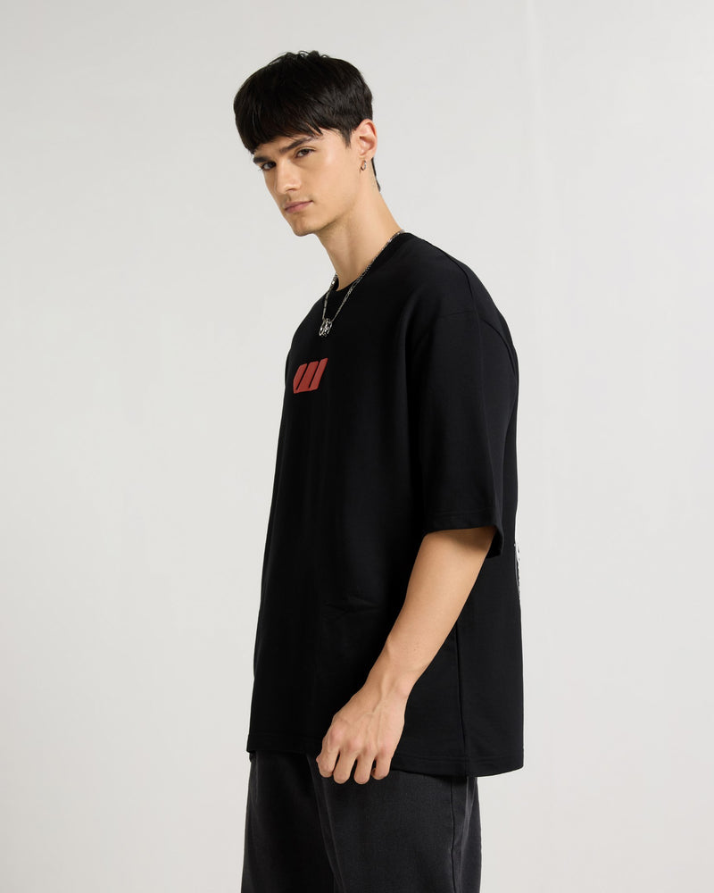 Premium Jet Black - Cold Blooded Oversized T-Shirt Detail view | Weezy