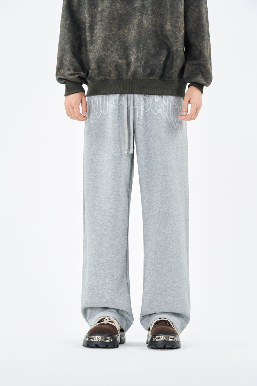 Embroidered Grey Sweatpants Back view | Weezy