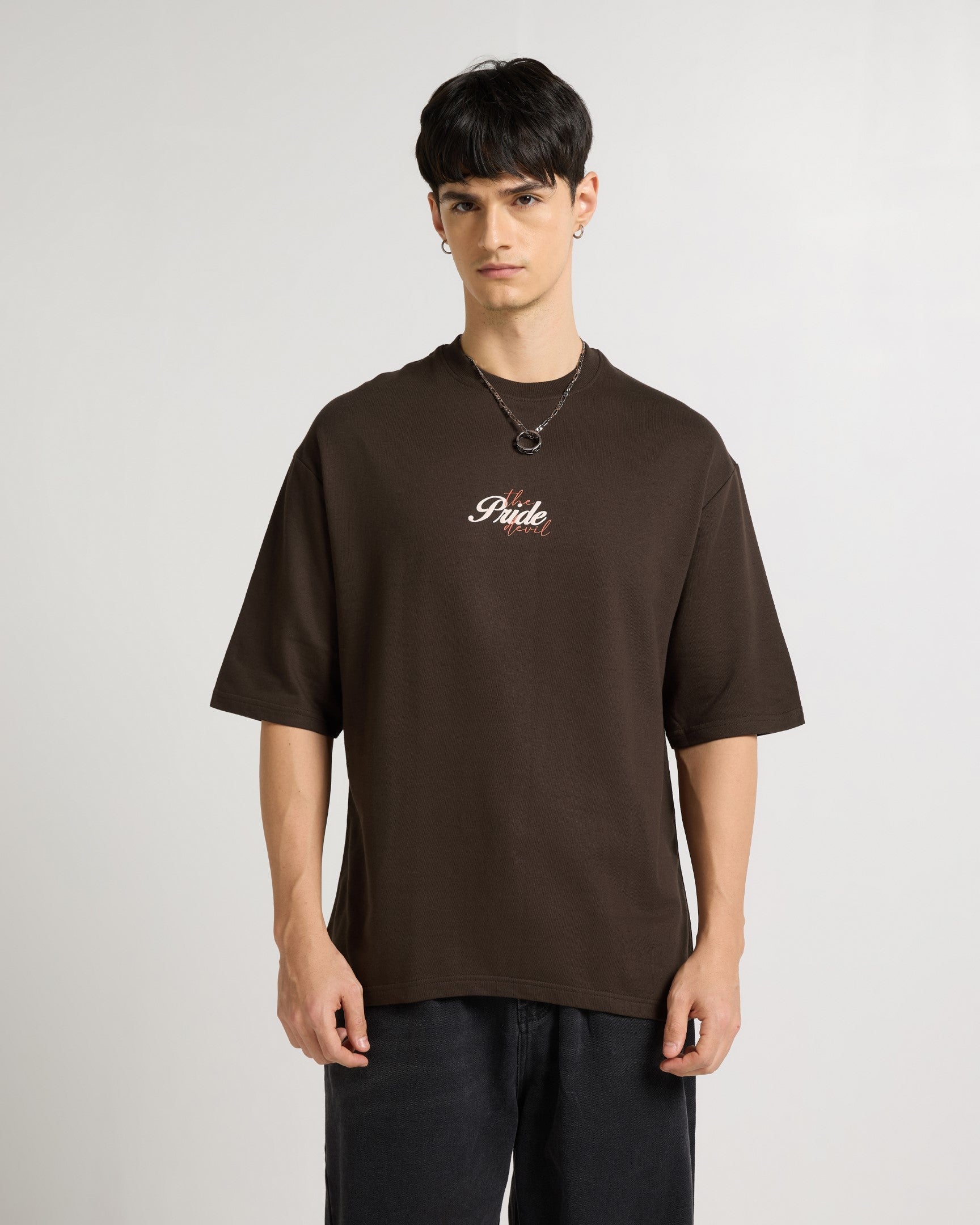 Premium Chocolate Brown Pride Devil  Oversized T-shirt
