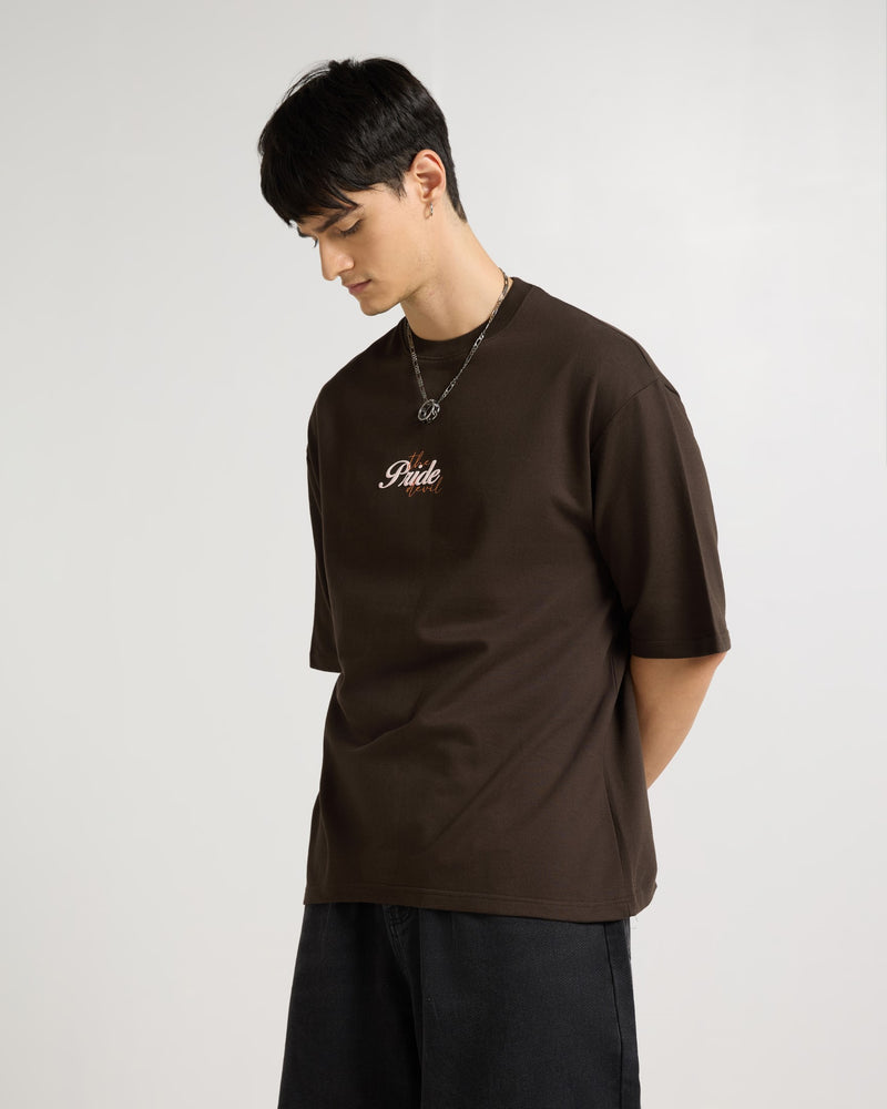 Premium Chocolate Brown Pride Devil  Oversized T-shirt Detail view | Weezy