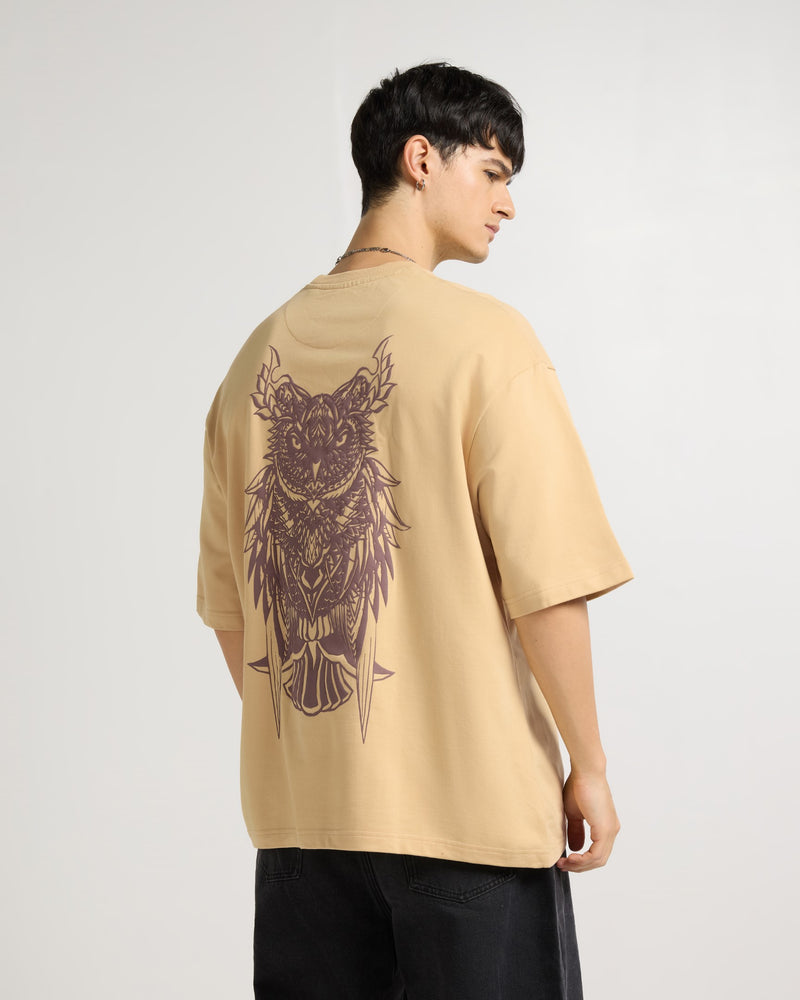 Premium Beige - Nocturnal Oversized T-Shirt Back view | Weezy