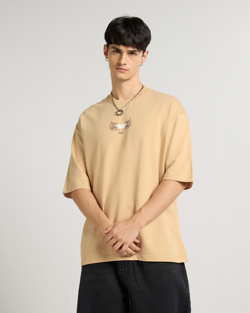 Premium Beige - Nocturnal Oversized T-Shirt Side view | Weezy