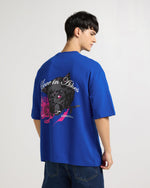 Premium Royal Blue Love In Ashes  Oversized T-shirt Front view | Weezy