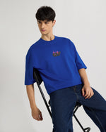 Premium Royal Blue Love In Ashes  Oversized T-shirt Side view | Weezy