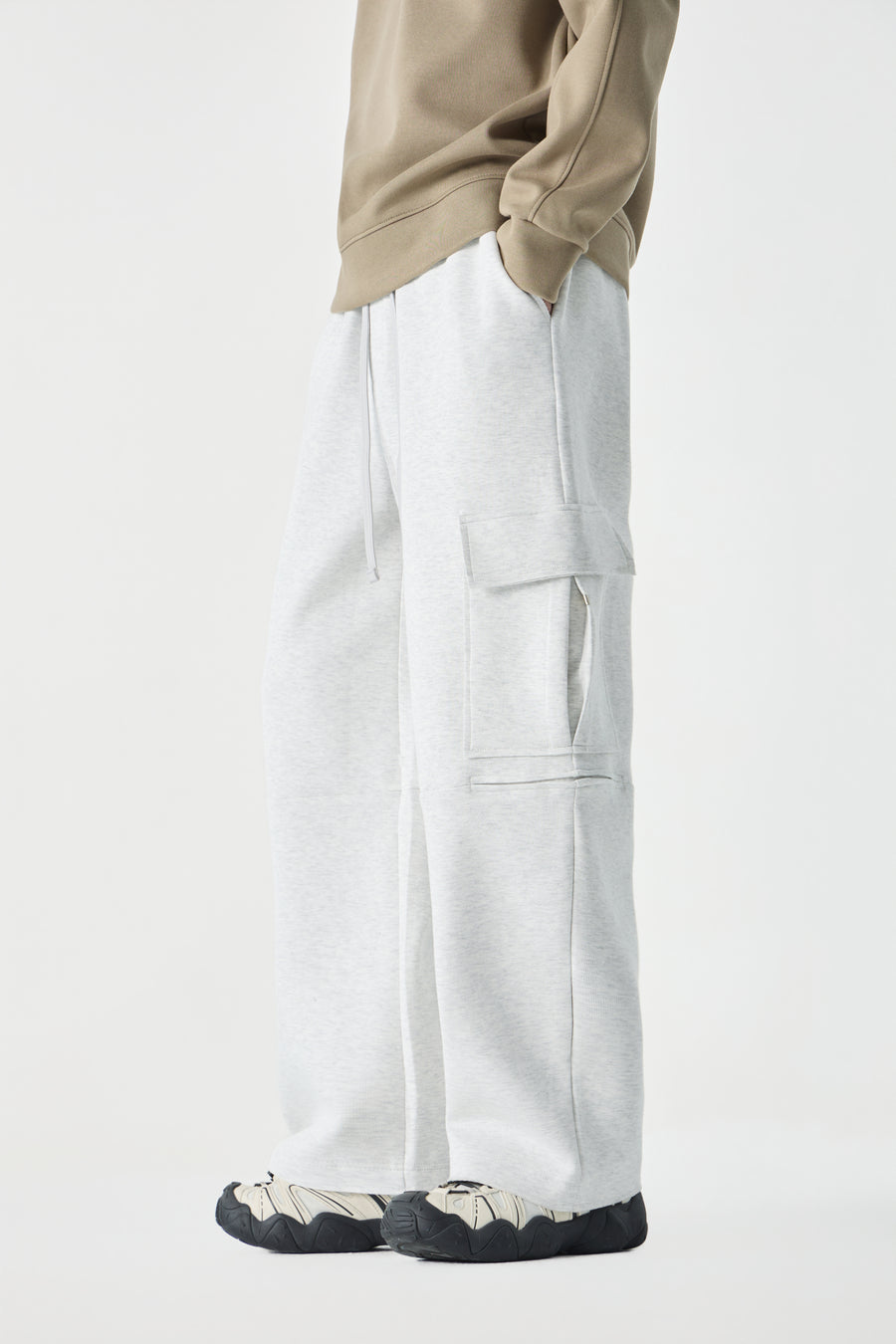 White Cargo Sweatpants Model view | Weezy