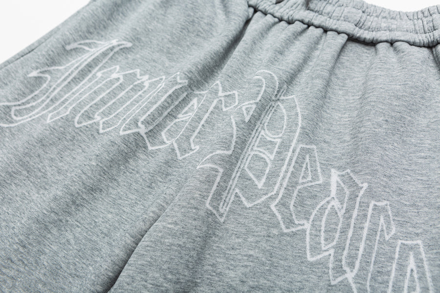 Embroidered Grey Sweatpants Flat lay | Weezy