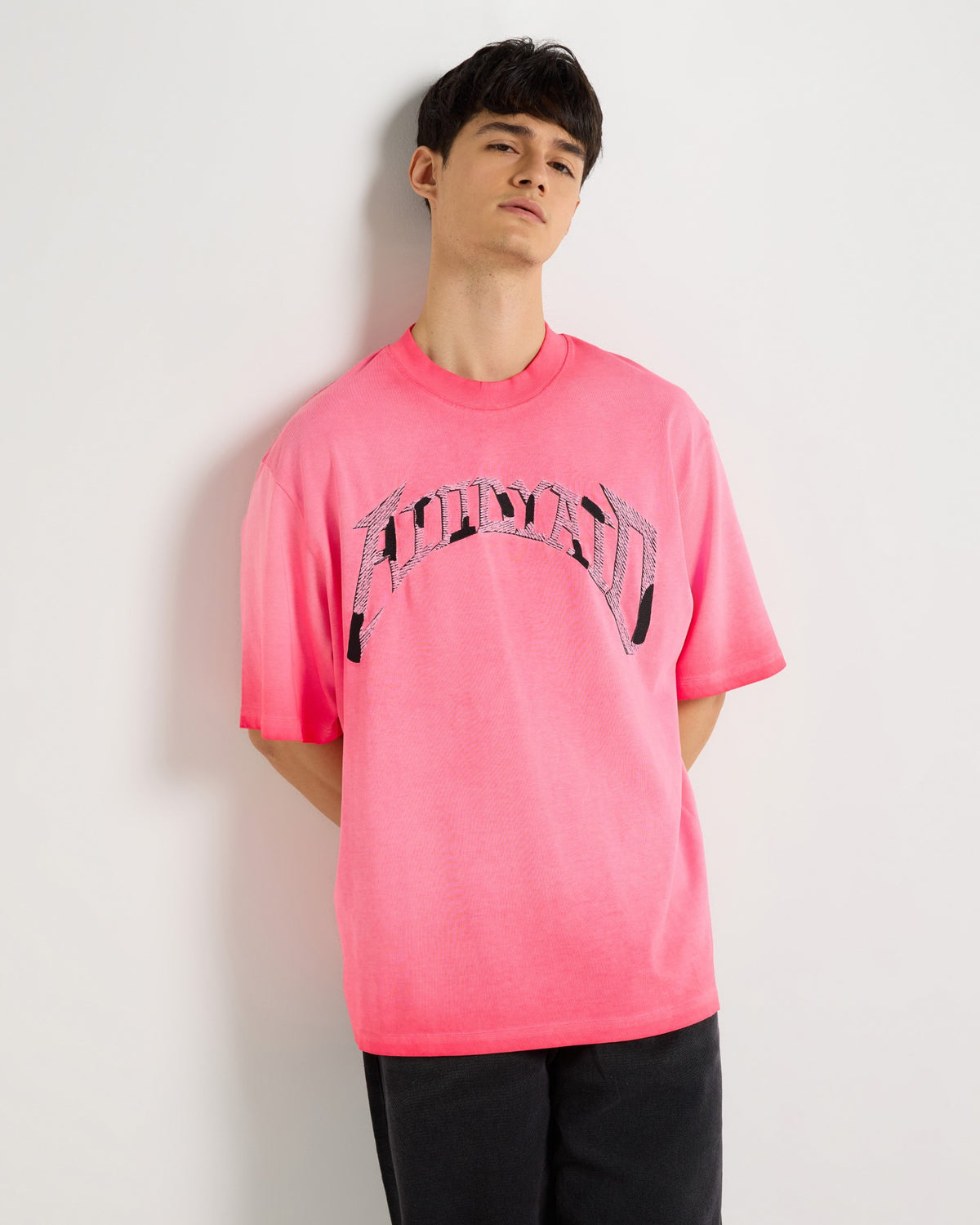 Ombré Pink Embroidered T-Shirt Front view | Weezy
