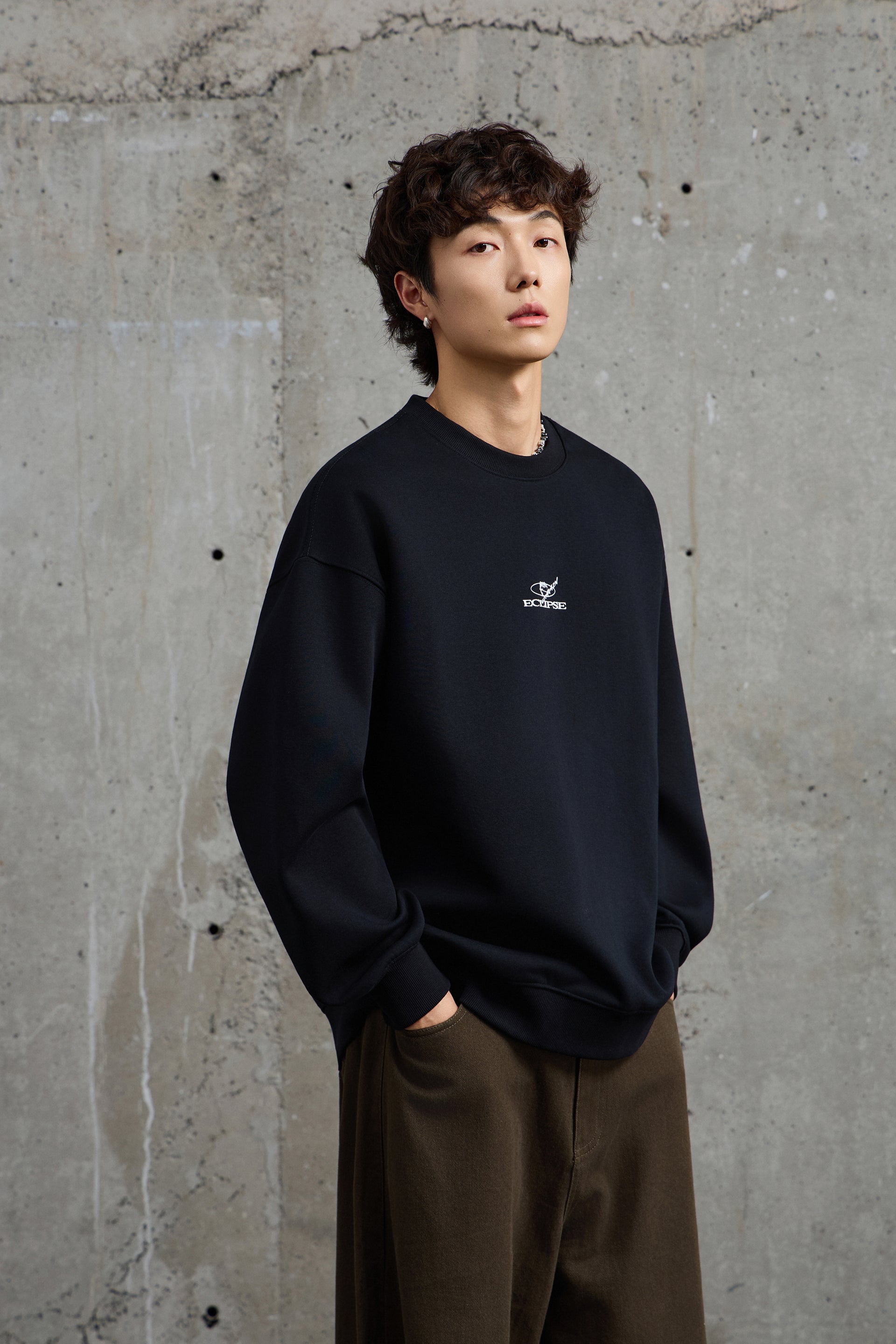 Jet Black Printed Sweatshirt