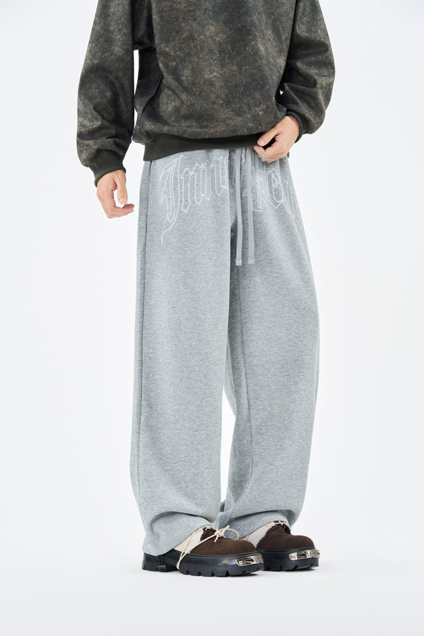Embroidered Grey Sweatpants Front view | Weezy