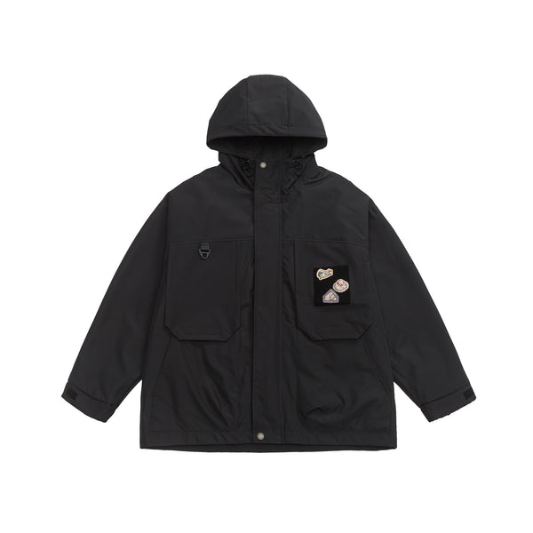 Black Hooded Cargo Jacket Back view | Weezy