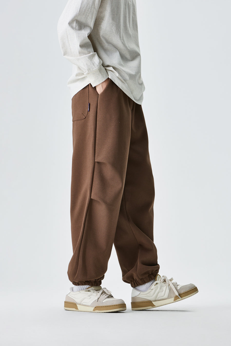 Chocolate Brown Jogger Pants Model view | Weezy