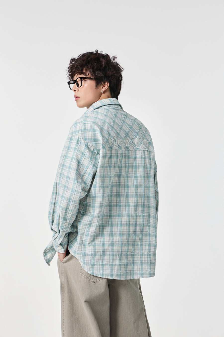Sky Grid Button-Up Overshirt View 15 | Weezy