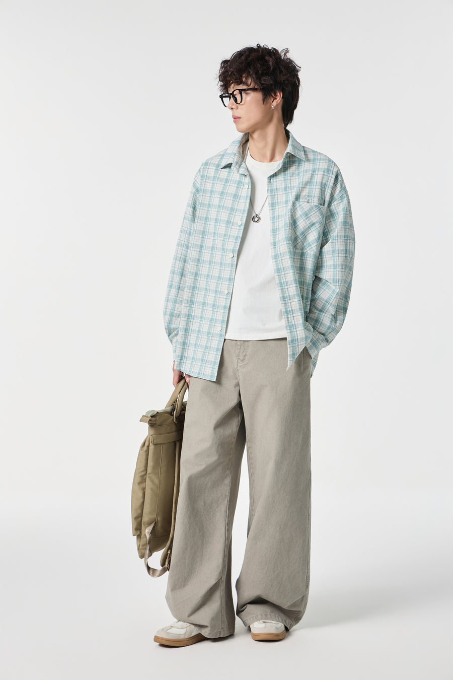 Sky Grid Button-Up Overshirt View 12 | Weezy