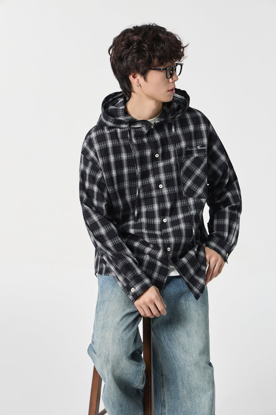 Obsidian Narrative Hooded Shirt Back view | Weezy