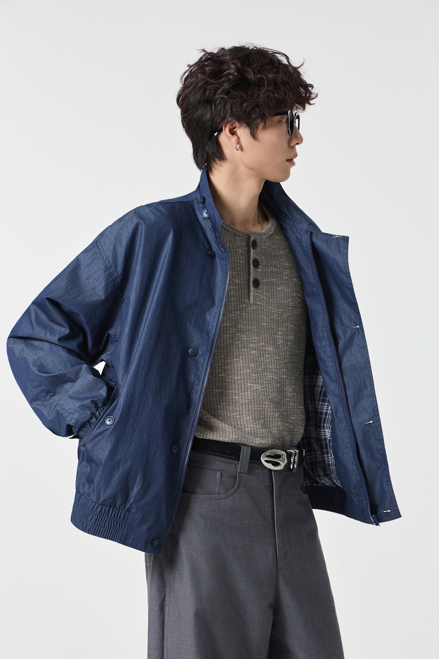Navy Monolith Overshirt Close-up | Weezy