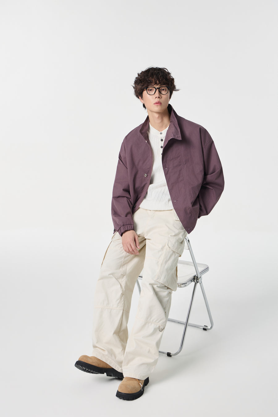 Mulberry Monolith Overshirt Side view | Weezy