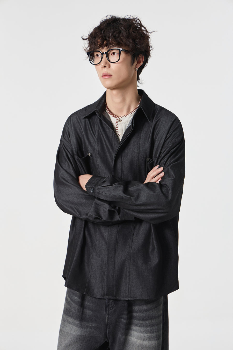 Noir-Wash Paneled Shirt View 14 | Weezy