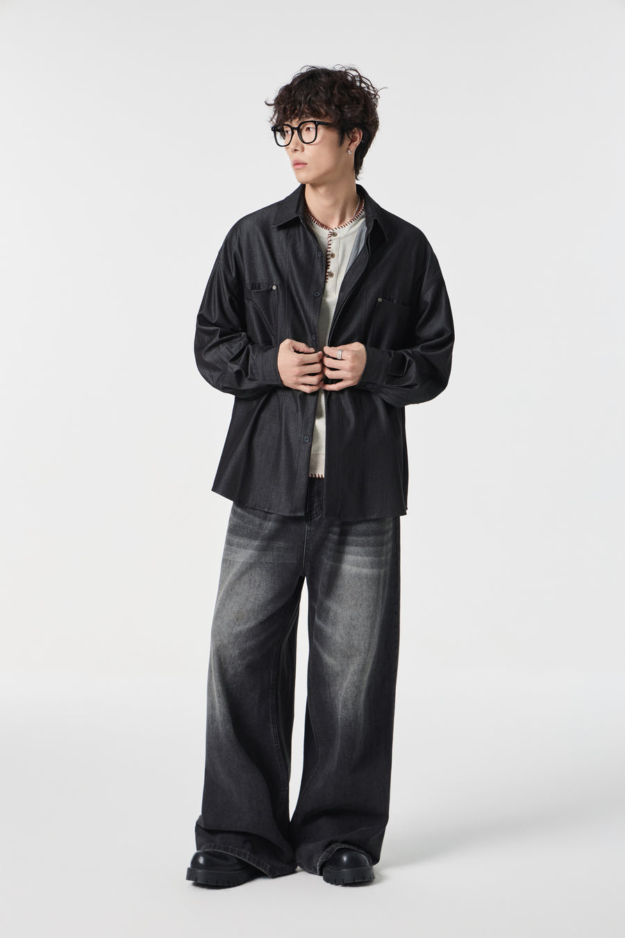 Noir-Wash Paneled Shirt View 15 | Weezy